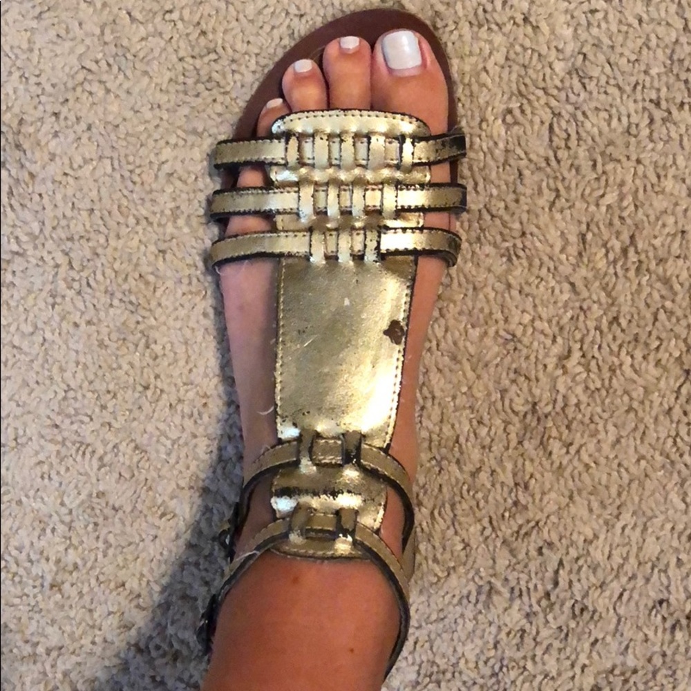Gold gladiator sandals